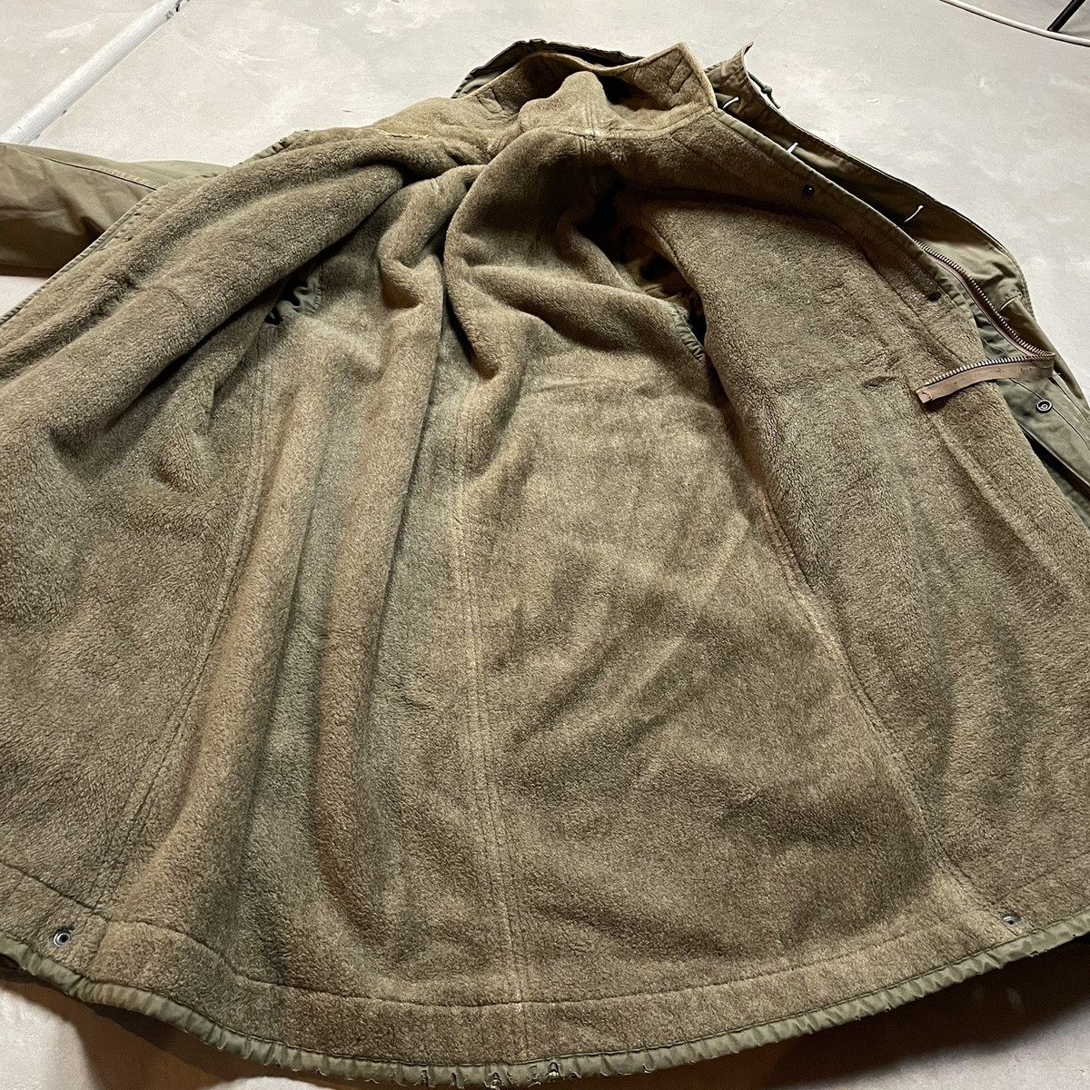 Vintage M47 40s Military WW2 Army Fleece Pile Parka Overcoat