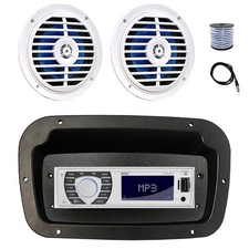 Pyle Marine Radio, Adapter,Spa Bezel, Antenna,Wire, 2x 5.25'' 100W White Speaker