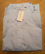 Gitman Bros. for Norman Blue TTX Pinpoint Oxford Shirt 16.5X36 USA Button Down