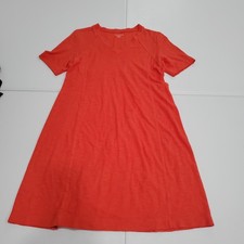 Eileen Fisher Dress Womens Petite Small Red Hemp Organic Cotton V Neck A Line