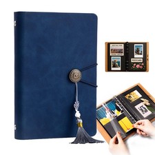 Scrapbook Album for 4x6 Pictures Blue Small Photo Book with 30 Black Self-S...