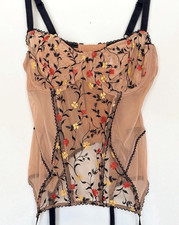 Adore Me Amaris Bustier Corset 40B Sheer Floral Embroidered Lingerie Nude Mesh