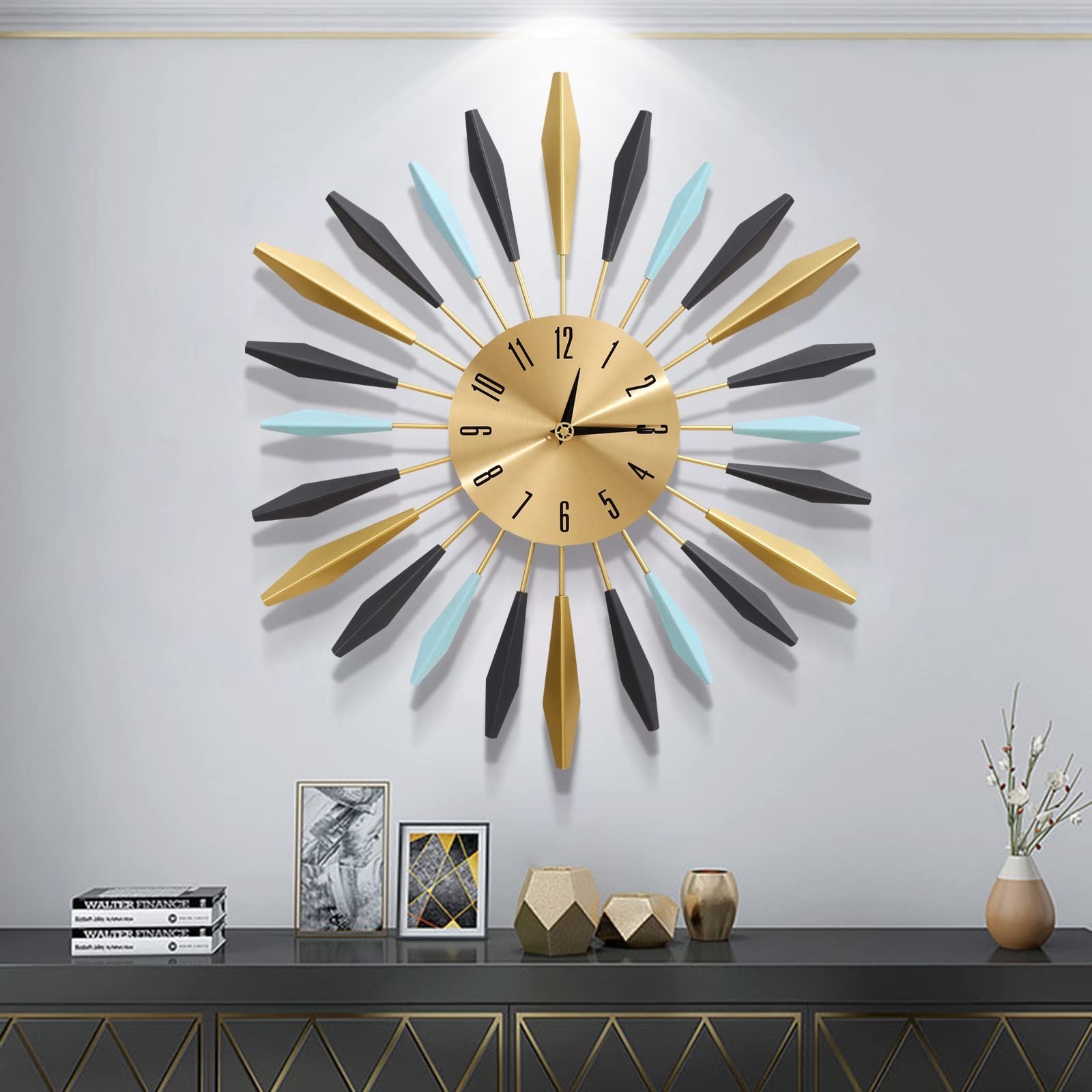 22 Inch Large Metal Wall Clock Modern Design for Home Office Decor