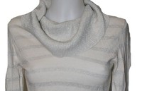 Damen Pullover Strickpullover Longpullover Wollweiss Silber Capuccino 34 Neu