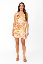 JCrew Size 8 Floral Silk Blouson Mini Dress Peach Watercolor Resort Chic