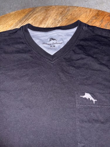 Tommy Bahama Tee Shirt V Neck Marlin Black SS Medium