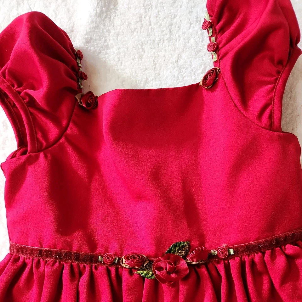 Amber Celeste For Biscotti Girls Red Holiday Dress Size 6 Preowned - Image 4 of 4