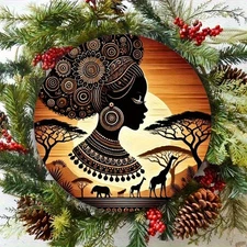 2D Flat2D Flat Retro Style 7.8X7.8 Feet Round Aluminum Metal Wall Art African T