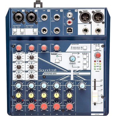 Soundcraft Notepad-8FX Small Format 8 Channel Analog Mixer w/ USB I/O & Effects