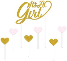 It's A Girl Cake Topper of Size 4 " x 7 " for Baby Shower - Beistle