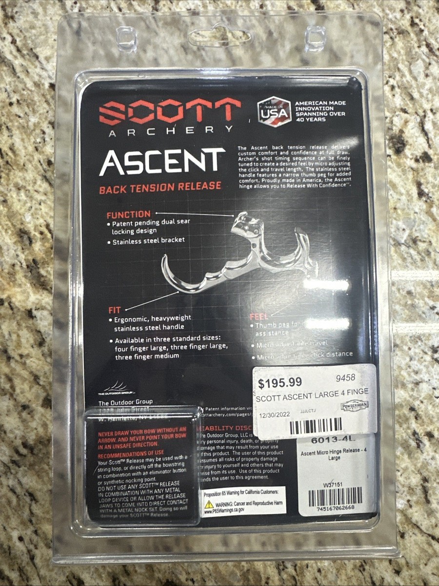 Scott Archery Ascent Micro Rilascio A Cerniera 4 Dita Grande - 6013-4L - Foto 1