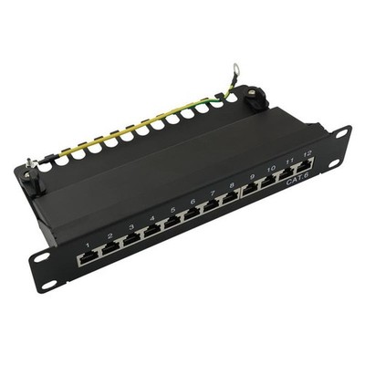 LogiLink Patchpanel 10'' CAT6 12-Port geschirmt, Schwarz