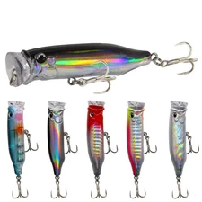 5pcs Trolling Popper Fishing Lures Topwater Wobbler Minnow Bass Baits 7cm/9.4g