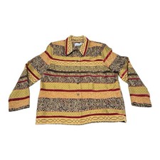 VTG Alfred Dunner 16 Yellow Red Black Paisley Floral Geometric Tapestry Blazer