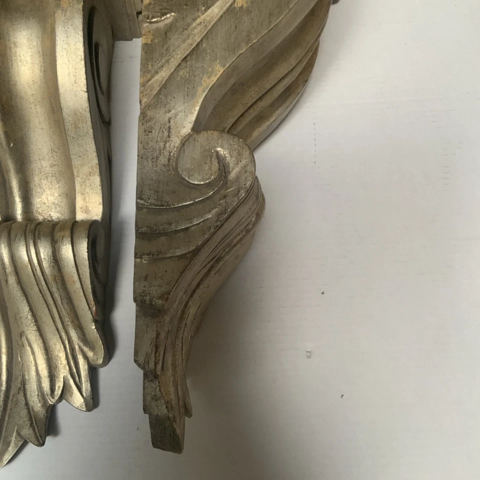 Par de ménsulas decorativas vintage de 18" de oro “antiguas” de acanto Foto 4 de 4