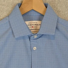 Mizzen + Main Leeward Performance Shirt Mens Small Blue Plaid Lightweight Button