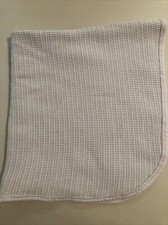 Gerber Thermal Waffle Baby Blanket Stripe Blue Gray Cotton Receiving 24"x27"