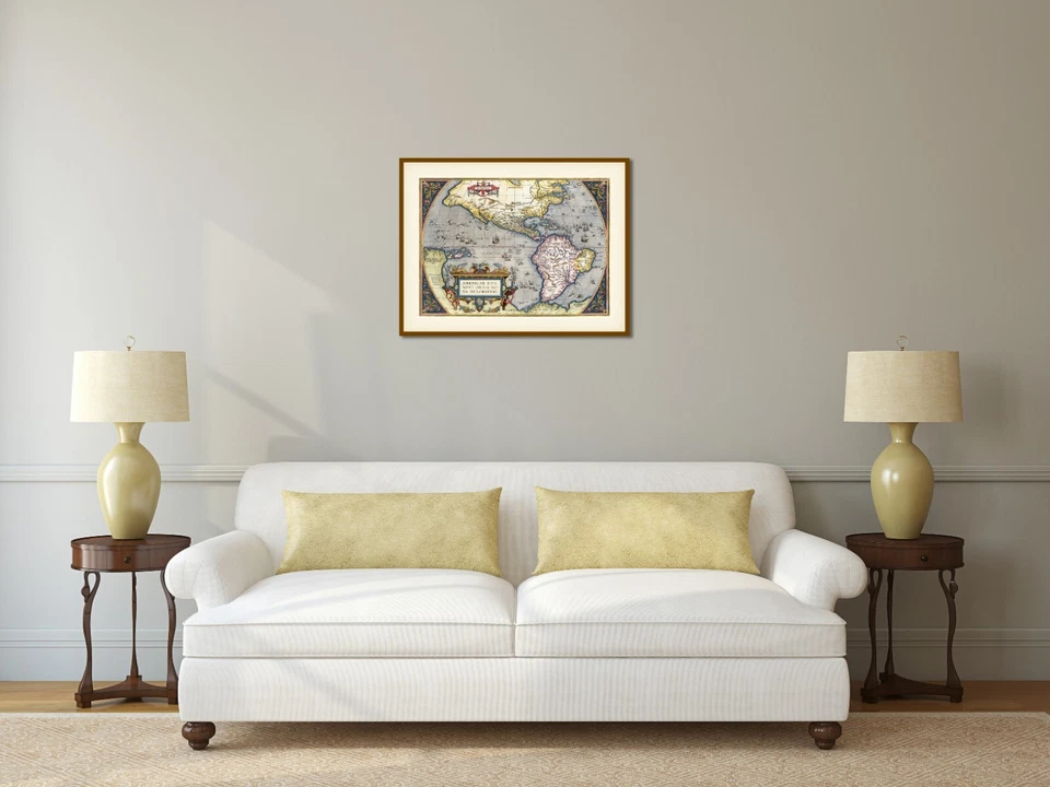 America North & South United States early old map Ortellus 1595 art print poster - Image 2 of 4