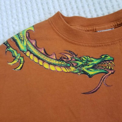 Vintage Guess Dragon Shirt Orange Made 