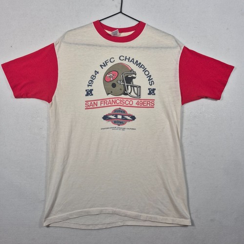 Vintage Trench Ringer Shirt Mens XL NFC San Francisco 49ers Super Bowl XIX 1984 - Picture 1 of 9