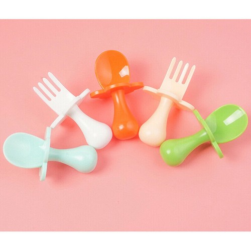 Baby Spoon & Fork Toddler Utensils Self Feeding Training Silicone Cutlery Set - Picture 11 of 17