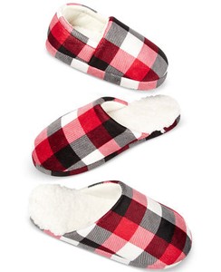 kids buffalo plaid slippers