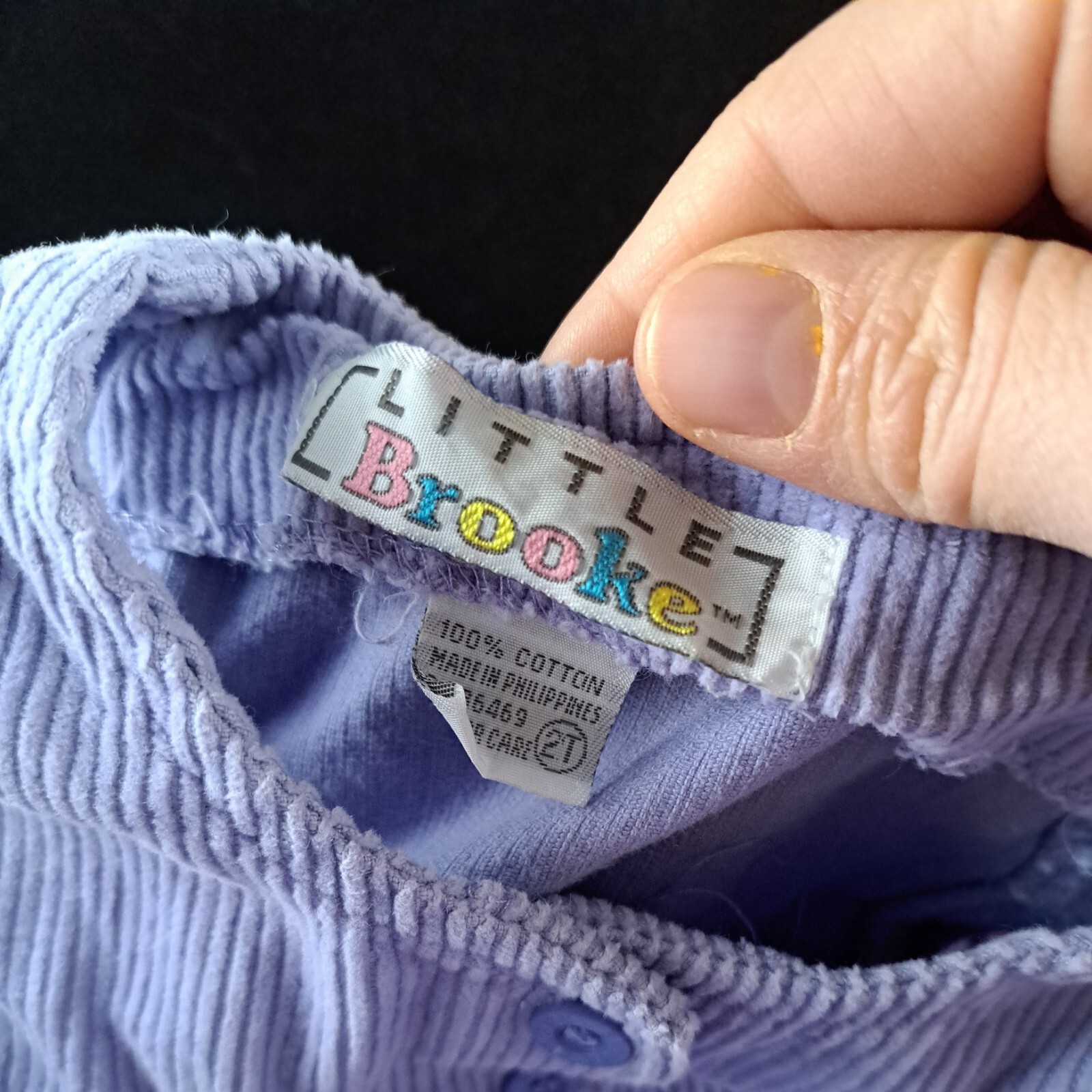 Vtg Girl's Pastel Purple CORDUROY Overalls RUFFLES *5… Gem