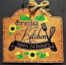 SUNFLOWER Personalize KITCHEN Name SIGN Wall Art Hanger Plaque Country Decor