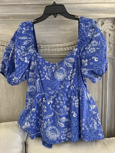 NWT Sugarlips Blue Floral Top- Size XL- $79 Buy It Now