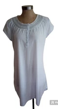 Earth Angels Nightgown Sz Small Short Light Blue Cap Sleeve Pullover Lace Trim