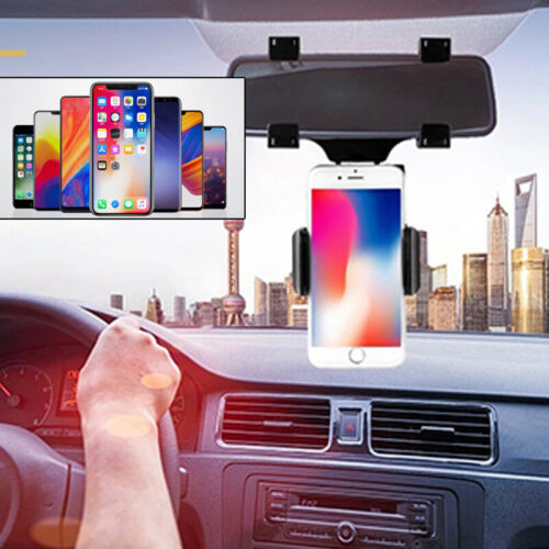 Universal 360° Car Rearview Mirror Phone Holder Mount Vehicle Cell Phone Stand - Picture 5 of 13
