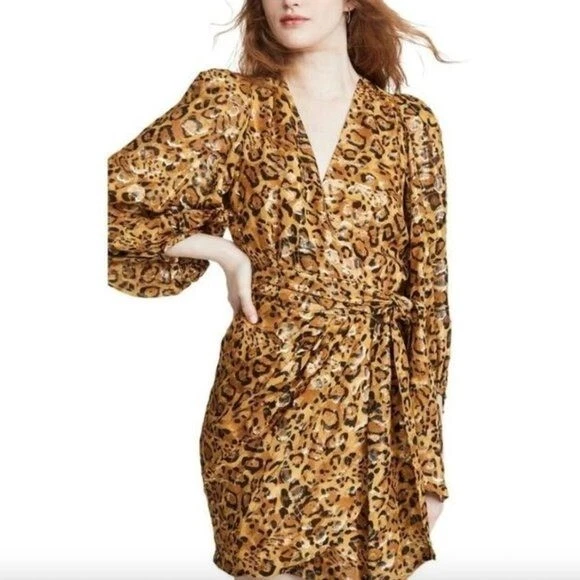 ba sh Ginger Blouson Sleeve Wrap Dress 4 eBay