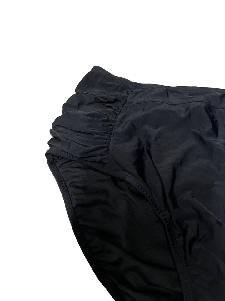 Ava & Viv 24W/26W 女式大码黑色高腰皱褶比基尼下装 — 第 2/4 张图片