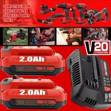 2Pack 20V V20 2.0Ah For Craftsman 20Volt MAX Li-ion Battery and CMCB104 Charger