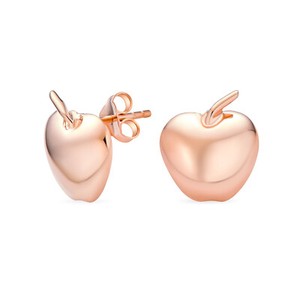Authentic Personalized Apple of My Eye Stud Earrings in Rose Gold Sterling Silver
