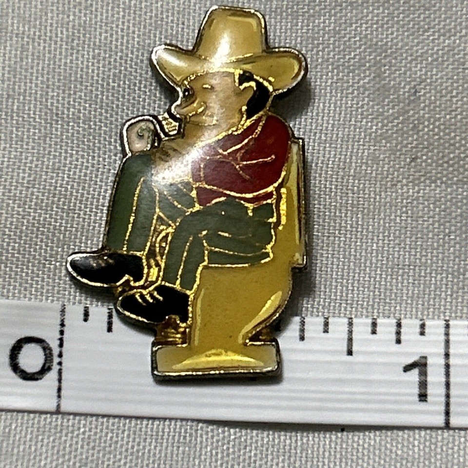 Cowboy Toilet Pin Lapel Lone Star Texas Hat Longhorns Ranger Rodeo 70s