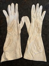 Women  s , Beige Nylon Gloves, One Size
