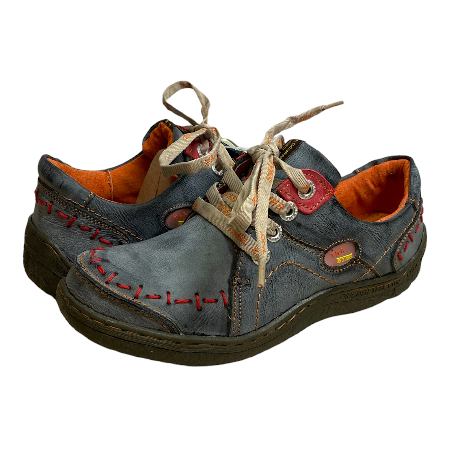 K2I4 TMA Eyes Blue Stitch Detail Lace-Up Sneaker Women's 39(8.5)