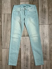 American Eagle Stretch Skinny Jeans Womens Size 2 Low Rise Teal Dyed Blue Denim