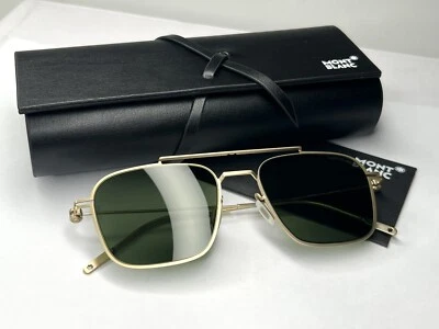 Gafas de sol Montblanc MB0050S marco de metal ultraligero cuadrado 52-145 auténticas - Imagen 1 de 4