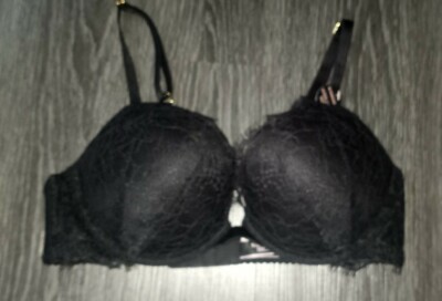 VS bombshell strappy lace grommet push up bra BRAND NEW size 34D black 