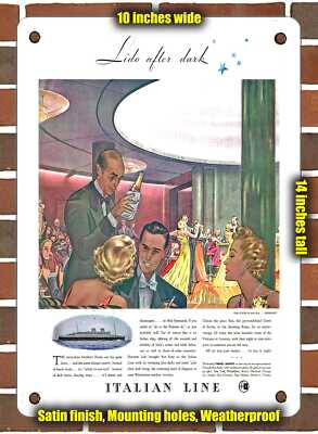 Metal Sign - 1937 Lido After Dark Italian Line - 10x14 Inches