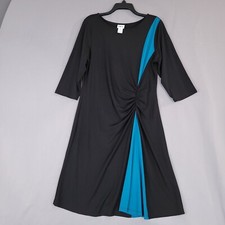 BFA Classics Women's Pullover Sheath Dress 3/4 Sleeve Midi Ruched Black Size PM