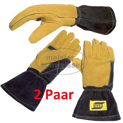 ESAB Schweißerhandschuhe 2 Paar ergonomisch MIG/MAG Doppelpack Lederhandschuhe