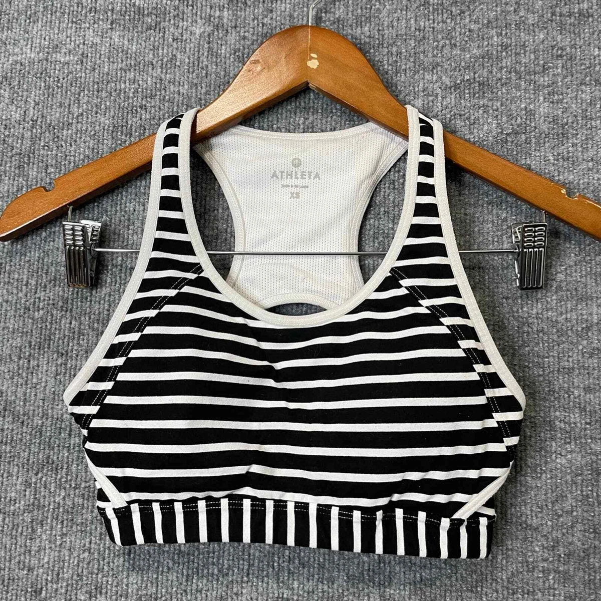 Athleta striped black and white sports bra size XS womens