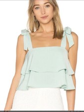 Superdown X Revolve Helene Tie Strap Ruffle Top Mint Size M