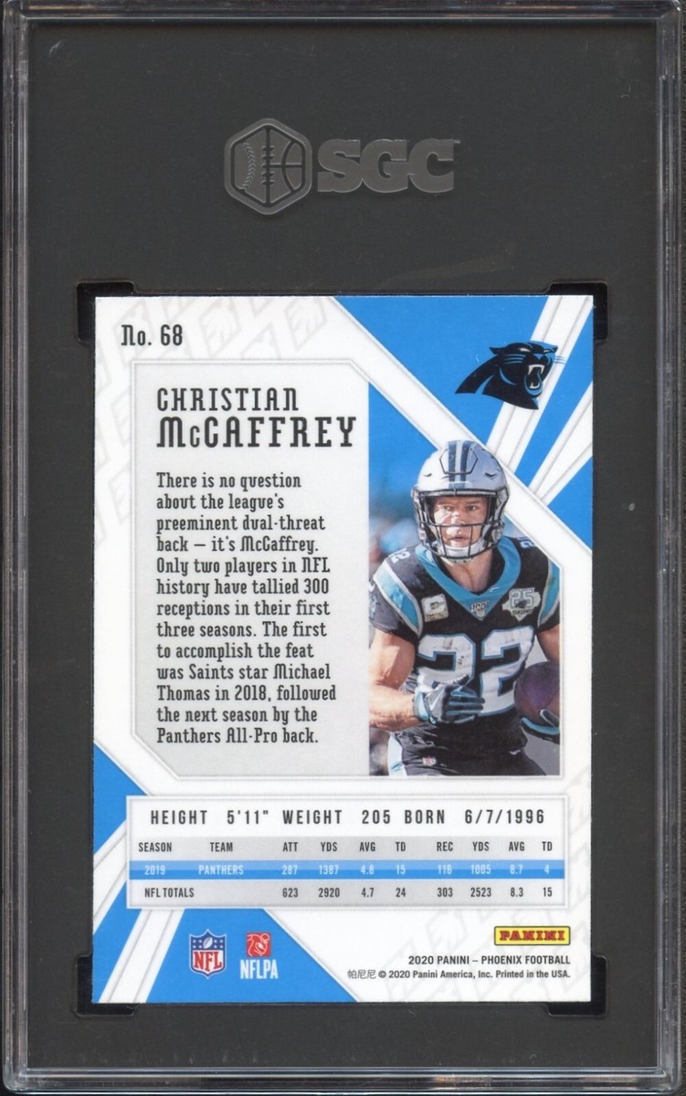 2020 PANINI PHOENIX CHRISTIAN MCCAFFREY CARD #68 FIRE BURST SGC