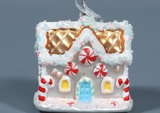 CUPCAKES  CASHMERE GINGERBREAD HOUSE Glitter Glass Ornament 3.5  