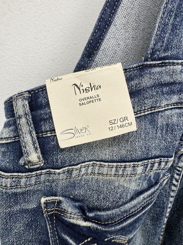 Silver Jean Co. size 12 Girls Nisha Blue Denim Jean Short Overalls Shortalls NWT - Picture 7 of 8