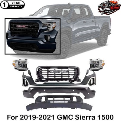 NEW Front Bumper Primed & Headlight Assembly Kit For 2019-2021 GMC Sierra 1500
